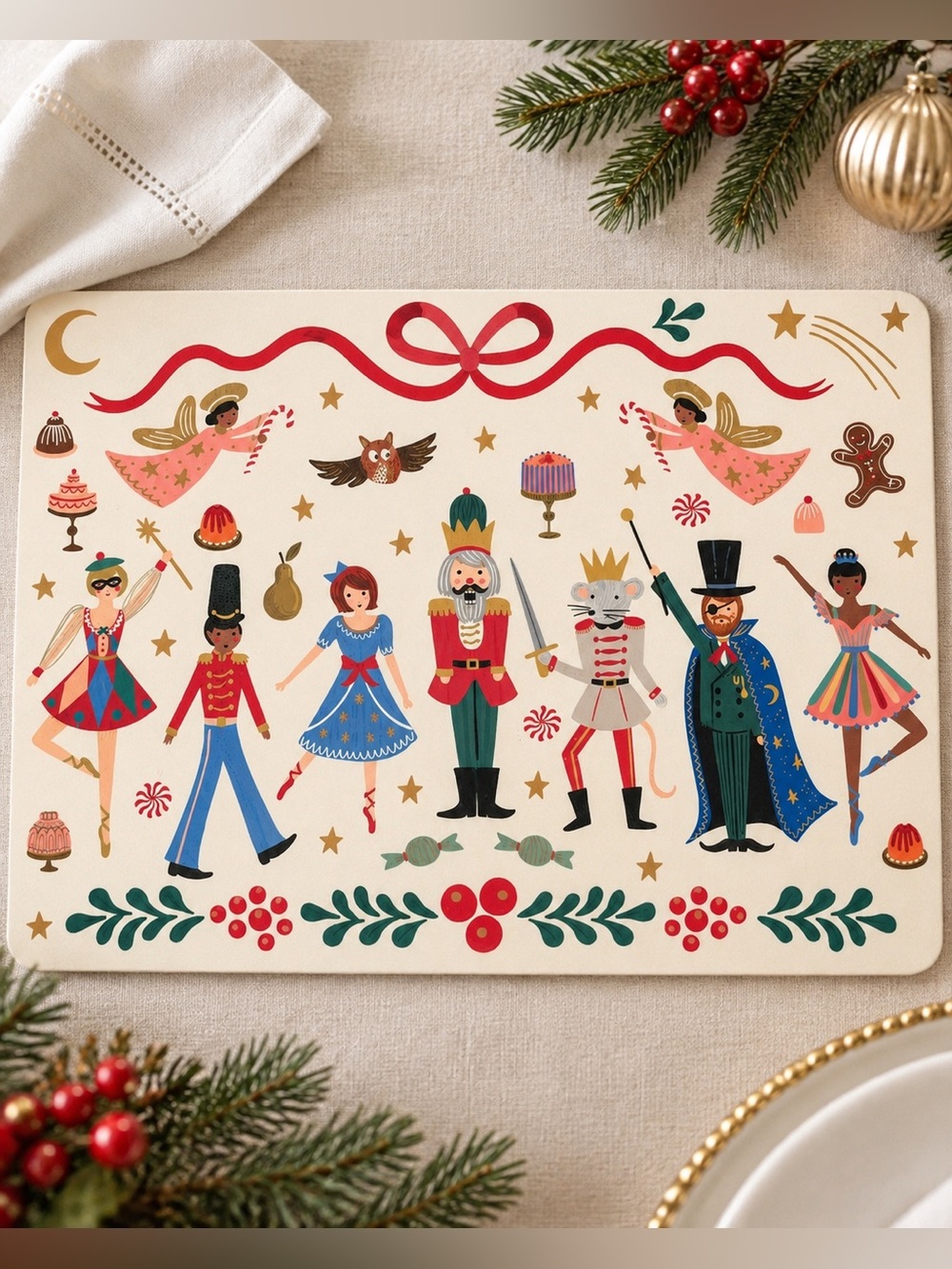 Pottery Barn Kids x Rifle Paper Co. Christmas Nutcracker Cork Placemat